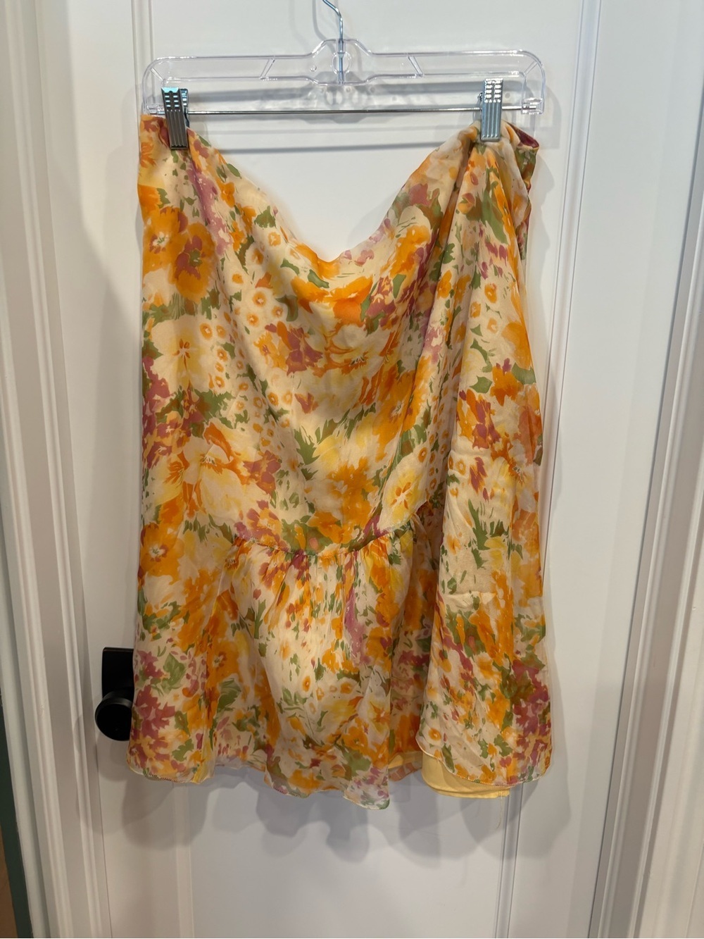 Vintage Nipon Boutique Yellow Floral Silk Skirt